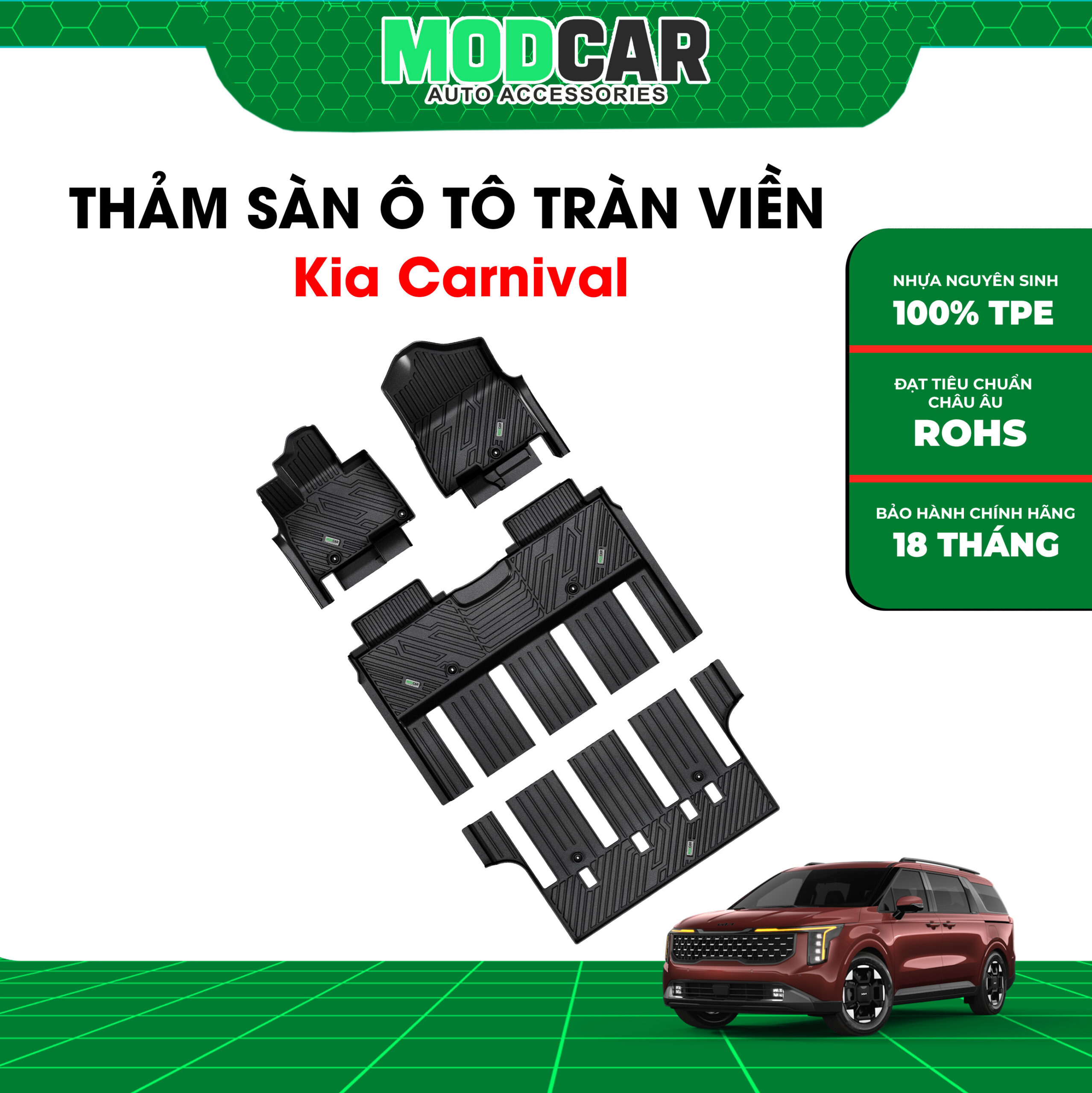 Thảm lót sàn ô tô Kia Carnival tràn viền bậc cửa Modcar - Ảnh 2