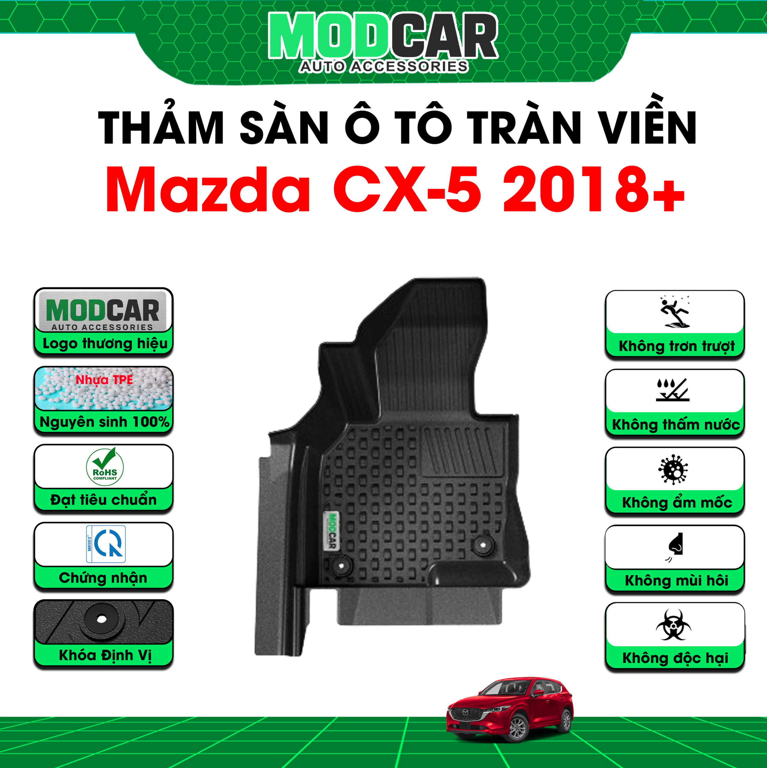 Thảm lót sàn ô tô Mazda CX5 tràn viền bậc cửa Modcar - Ảnh 3