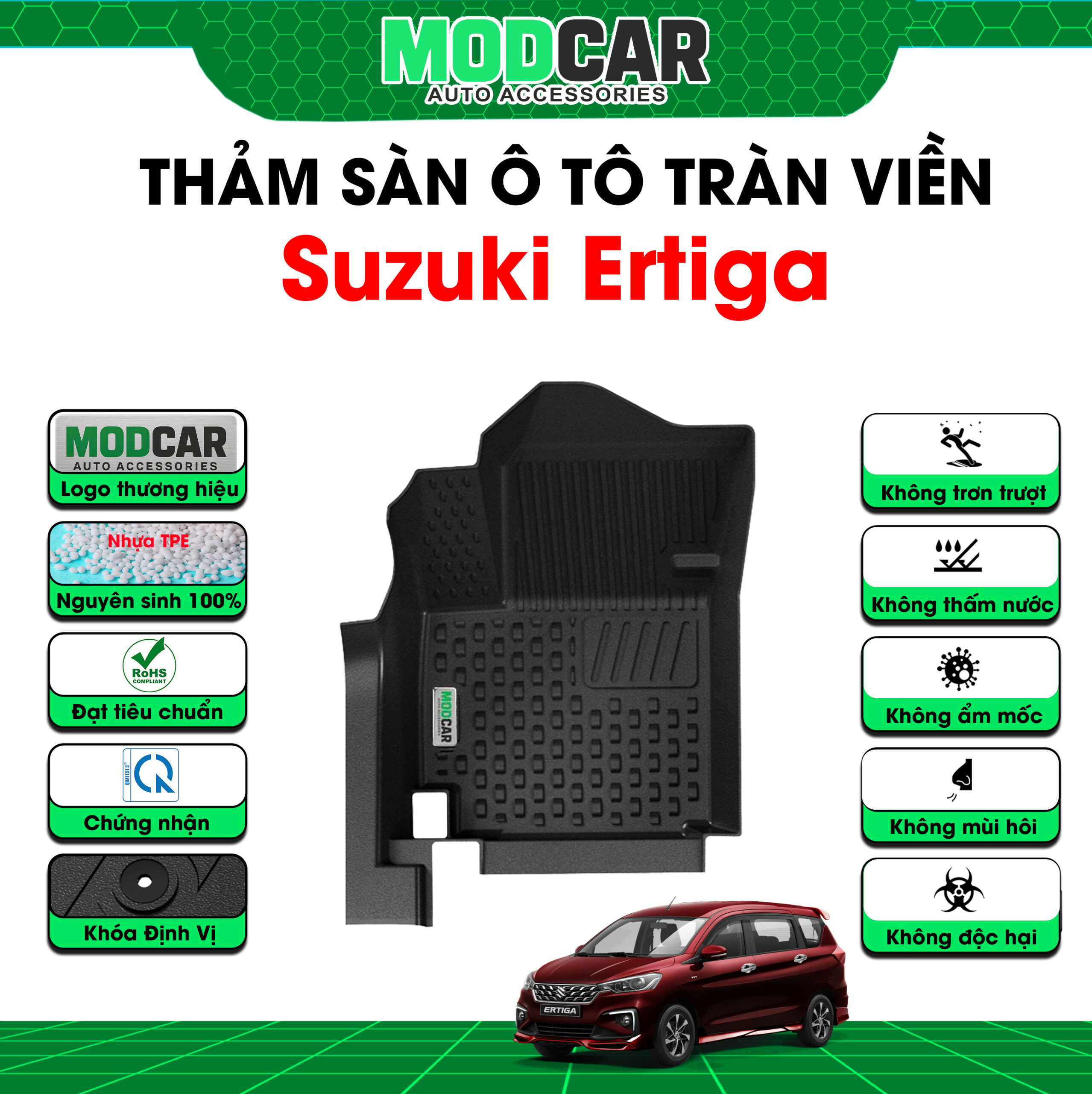 Thảm lót sàn ô tô Suzuki Ertiga tràn viền bậc cửa Modcar - Ảnh 3