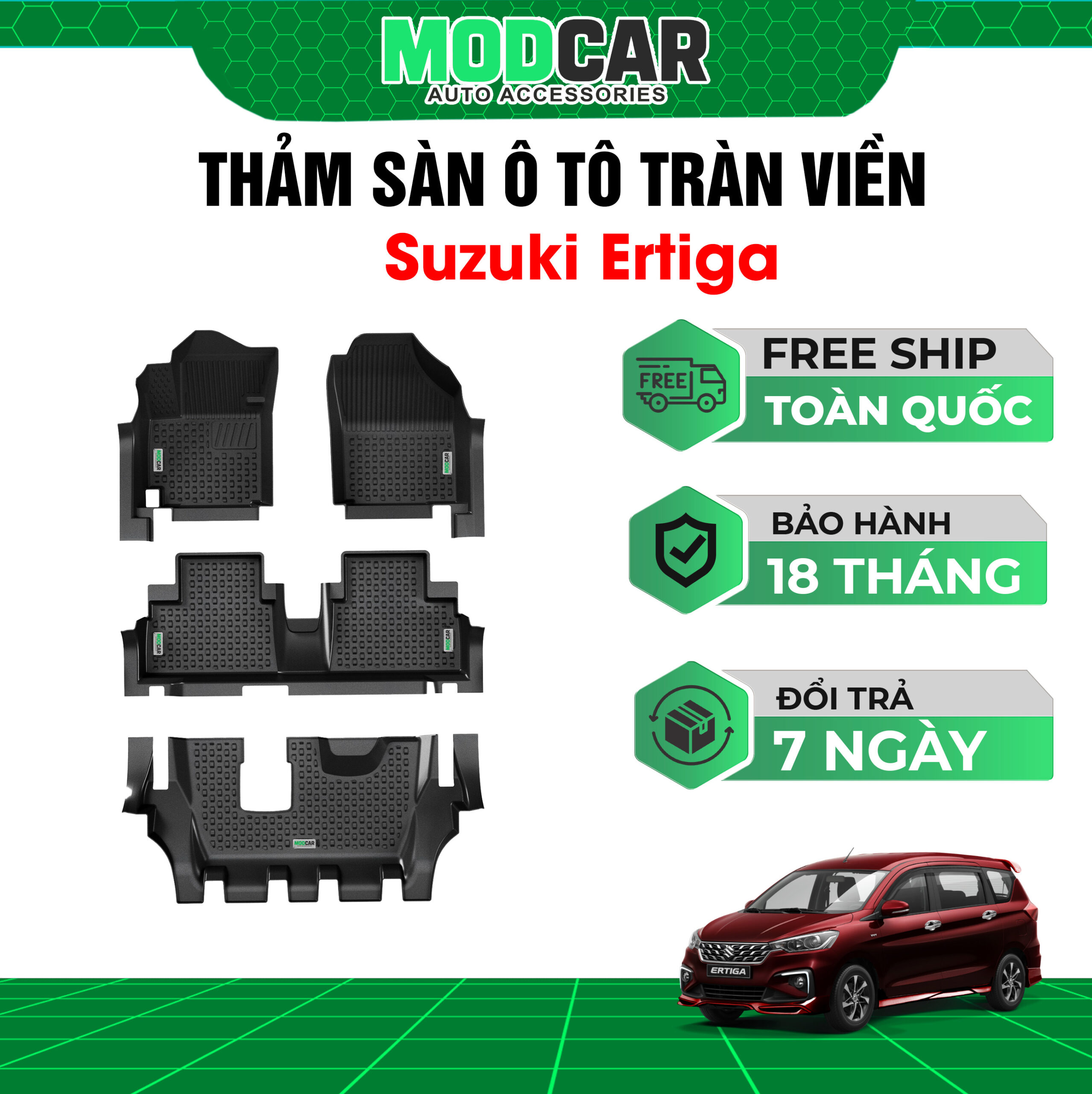 Thảm lót sàn ô tô Suzuki Ertiga tràn viền bậc cửa Modcar