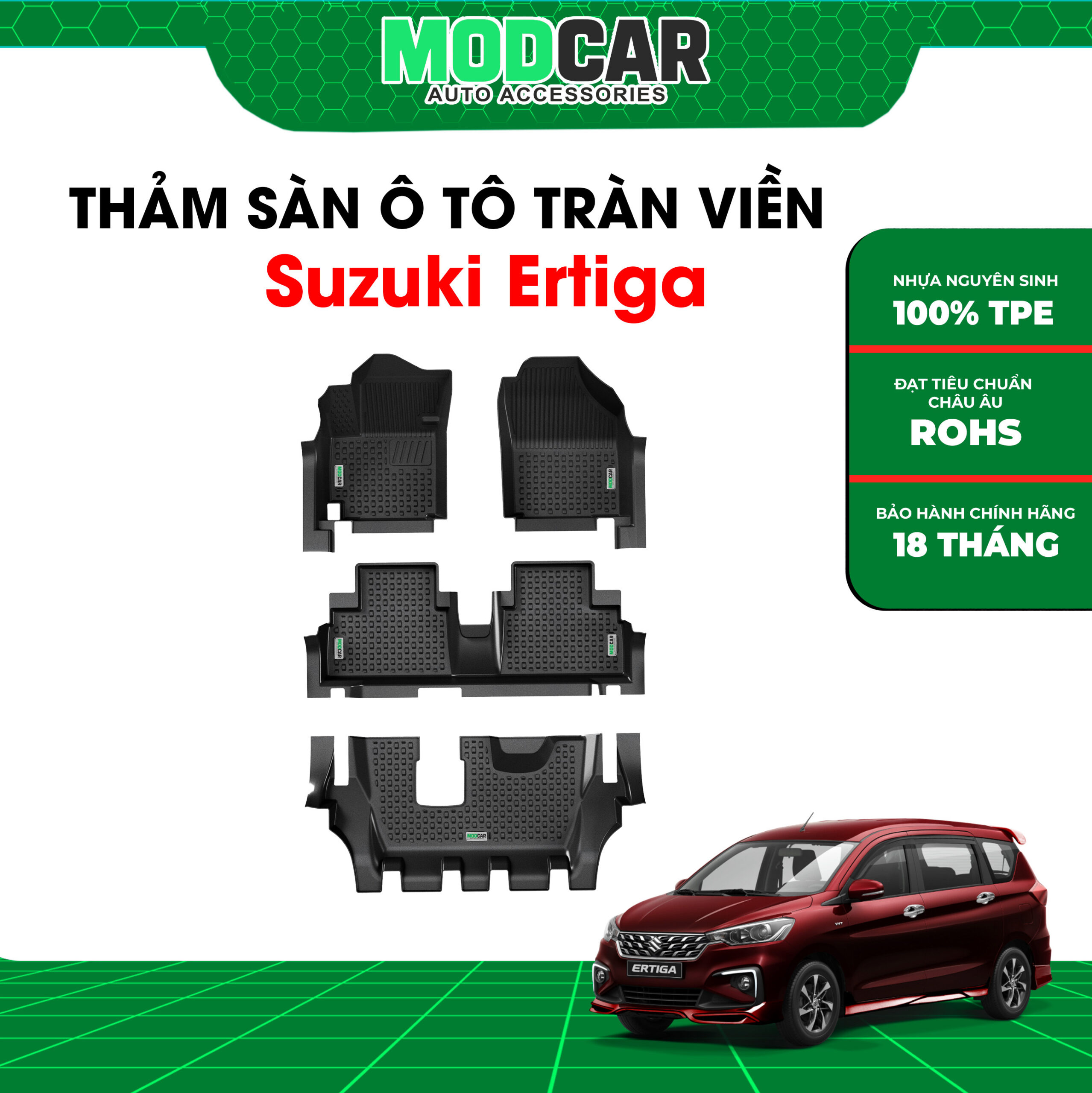 Thảm lót sàn ô tô Suzuki Ertiga tràn viền bậc cửa Modcar - Ảnh 2