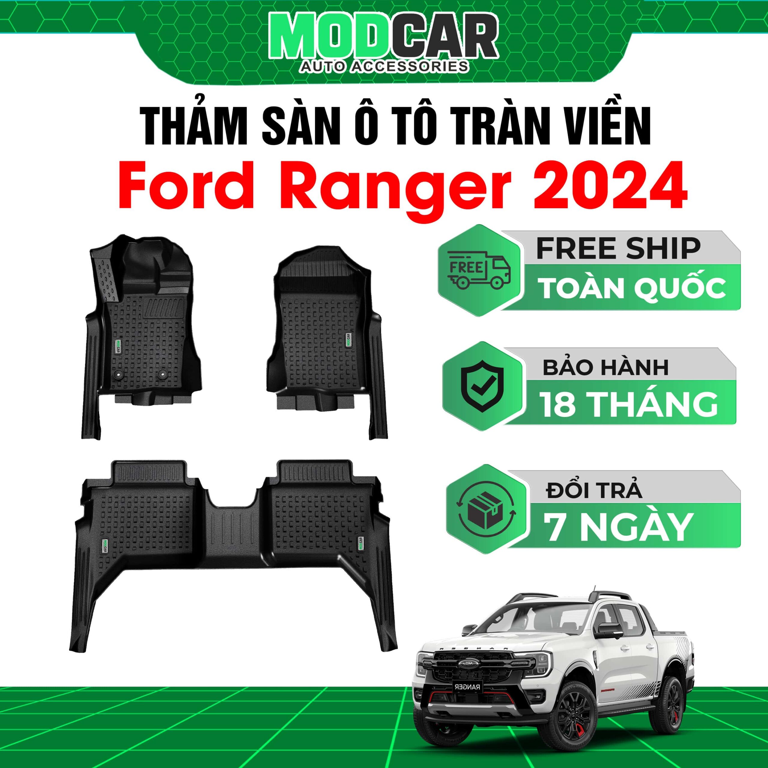 Thảm lót sàn ô tô Ford Ranger tràn viền bậc cửa Modcar