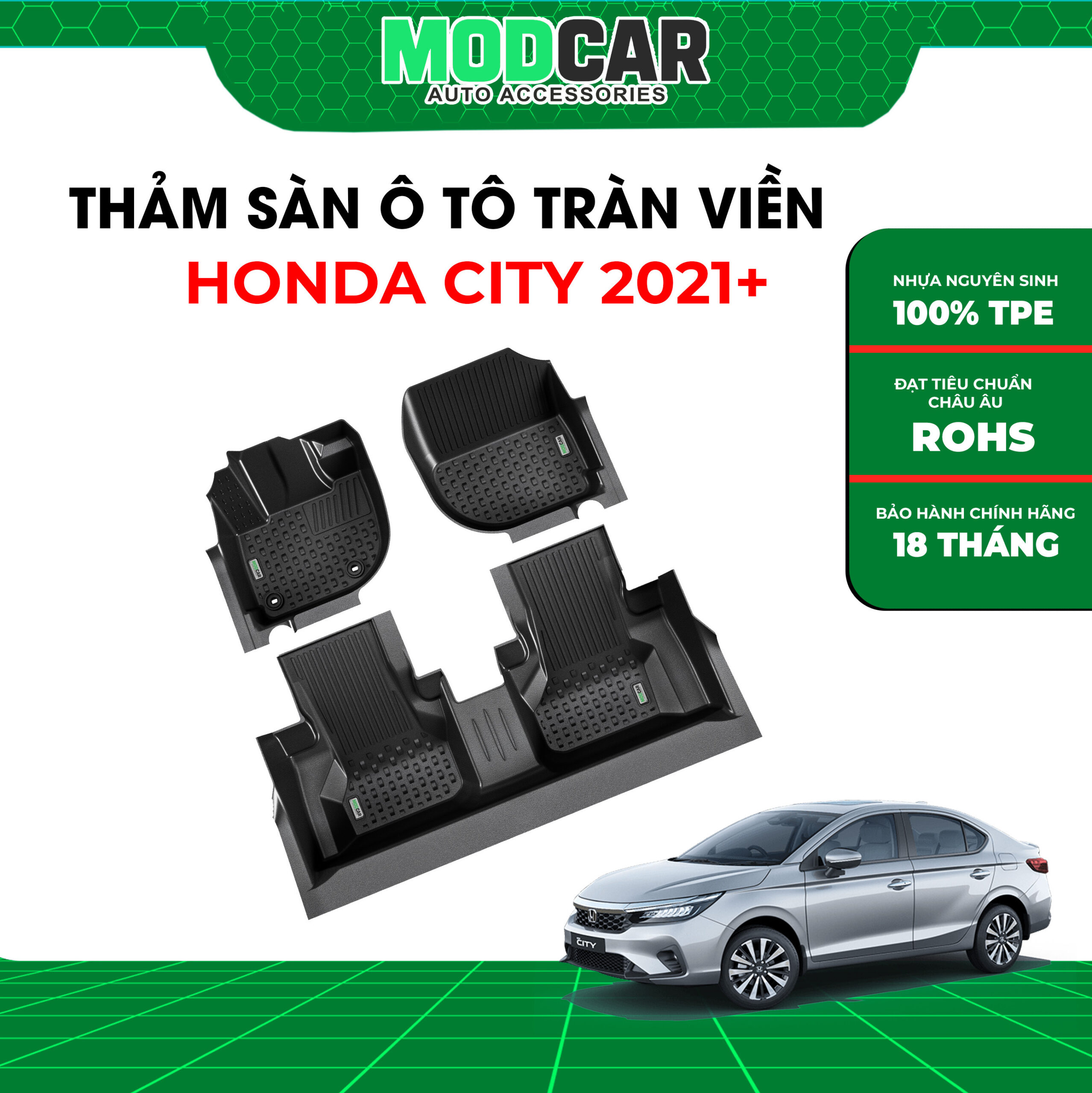 Thảm lót sàn ô tô Honda City tràn viền bậc cửa Modcar - Ảnh 3