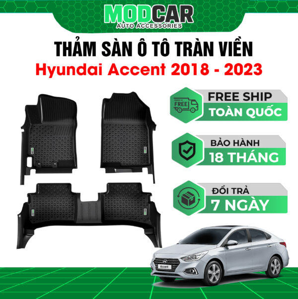Thảm lót sàn ô tô Hyundai Accent tràn viền bậc cửa Modcar - 2018 - 2023