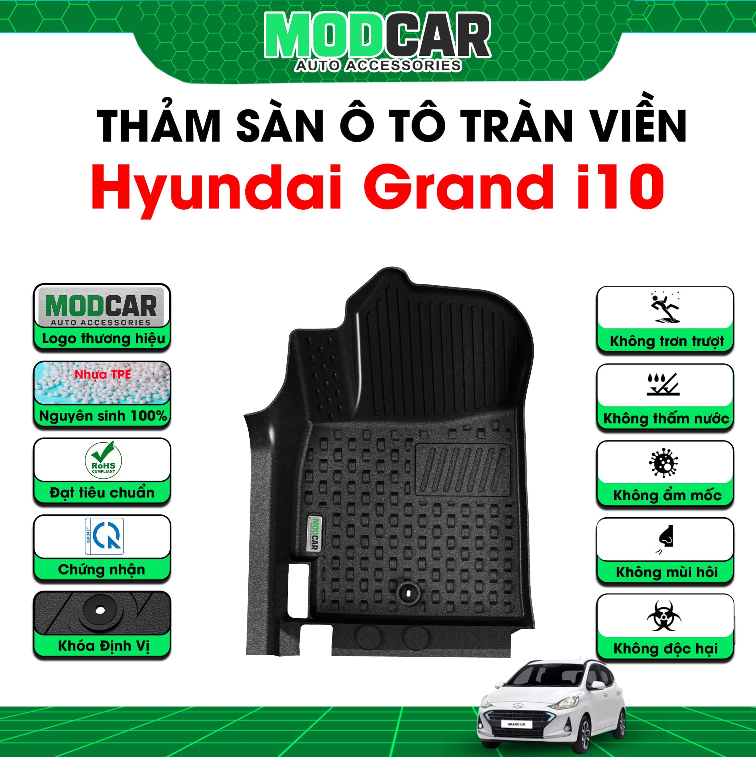 Thảm lót sàn ô tô Hyundai I10 tràn viền bậc cửa Modcar - Ảnh 2
