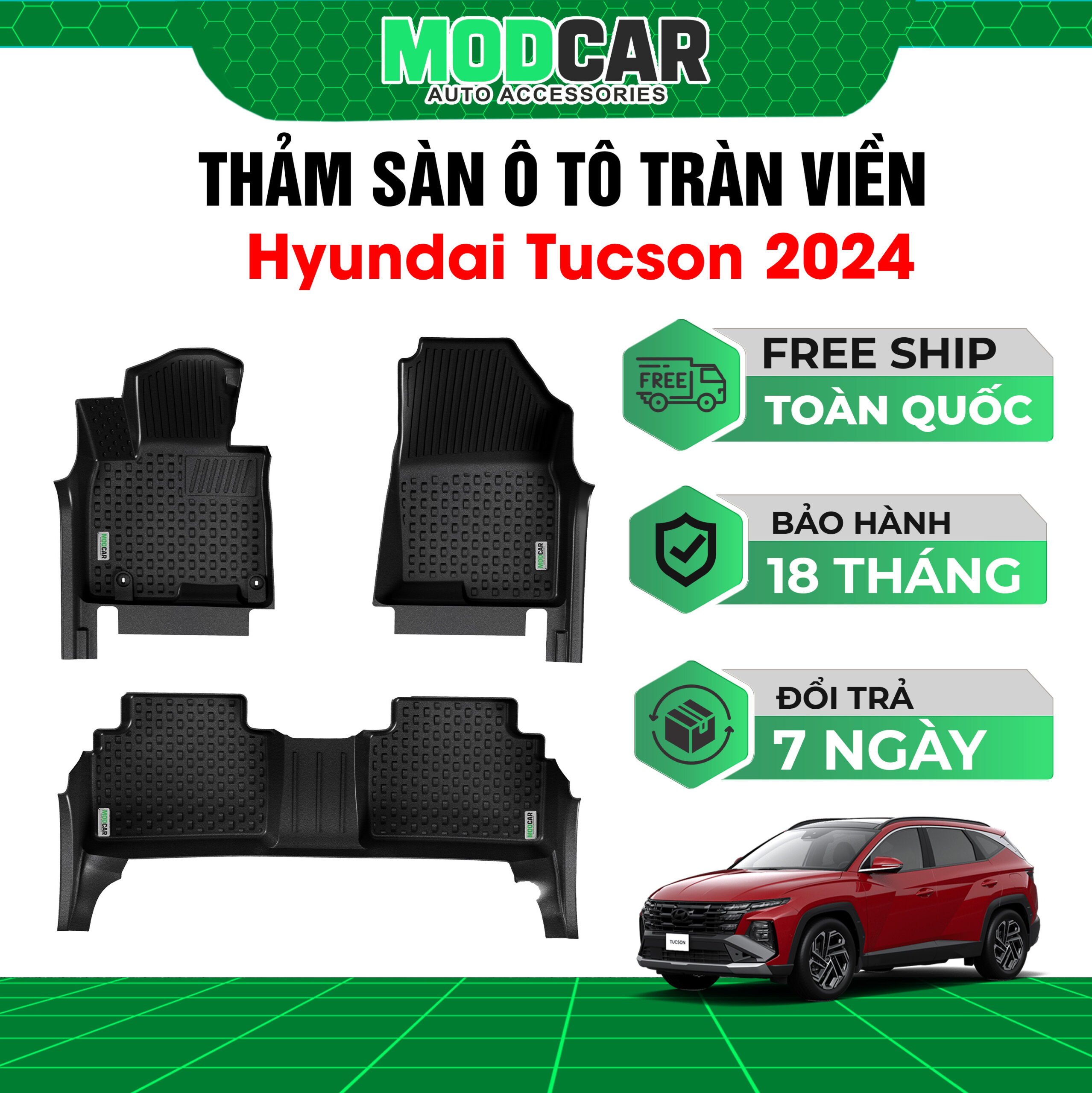 Thảm lót sàn ô tô Hyundai Tucson tràn viền bậc cửa Modcar