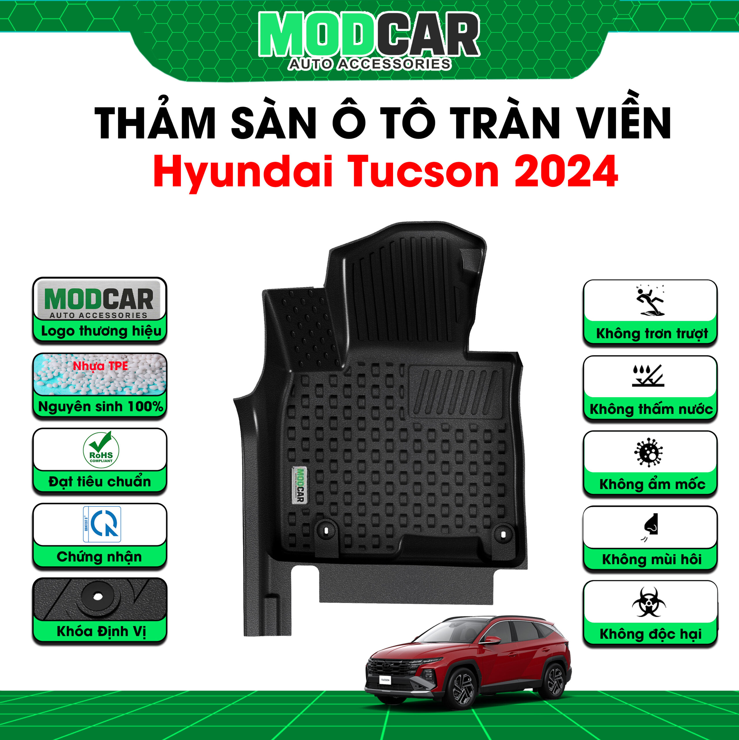 Thảm lót sàn ô tô Hyundai Tucson tràn viền bậc cửa Modcar - Ảnh 3