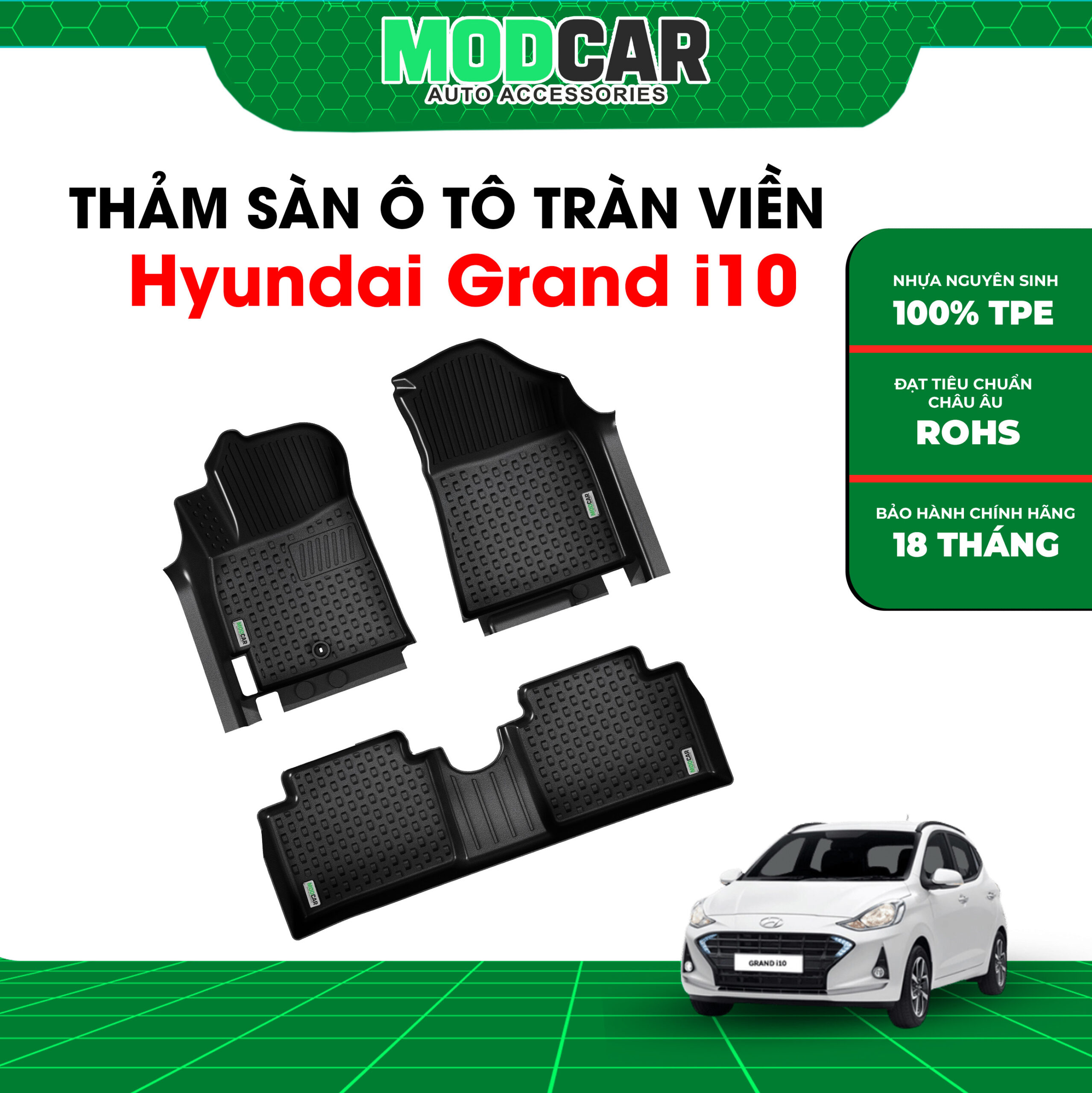 Thảm lót sàn ô tô Hyundai I10 tràn viền bậc cửa Modcar - Ảnh 3