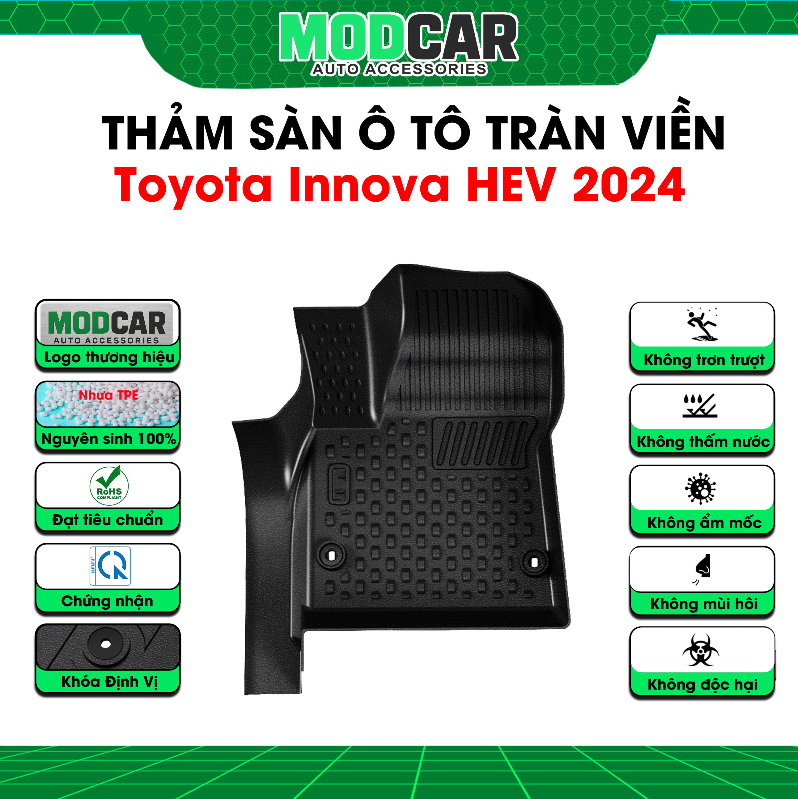 Thảm lót sàn ô tô Toyota Innova Cross tràn viền bậc cửa Modcar - Ảnh 4