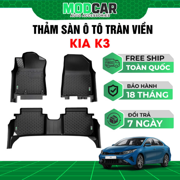 Thảm lót sàn ô tô Kia K3 tràn viền bậc cửa Modcar
