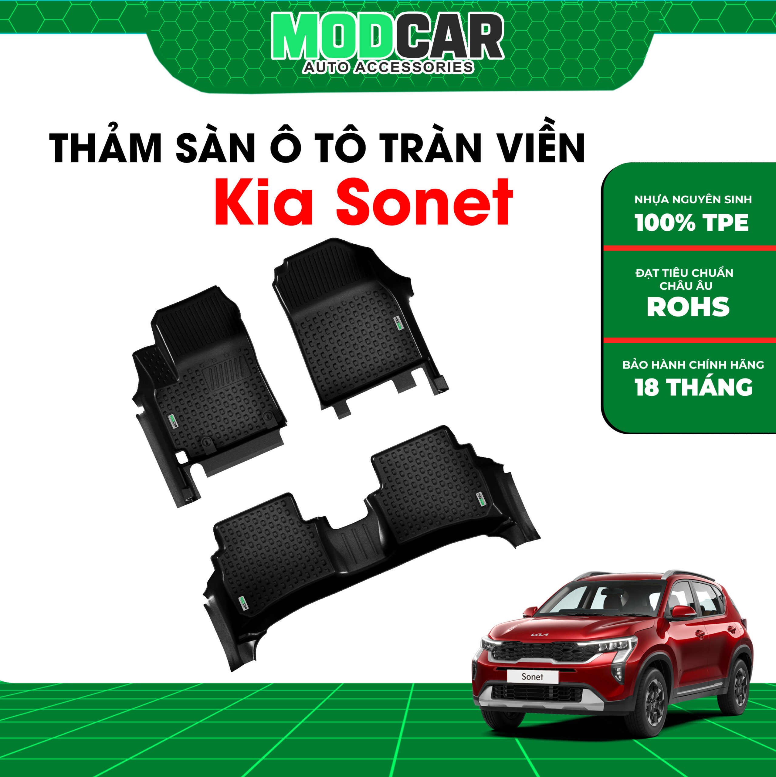 Thảm lót sàn ô tô Kia Sonet tràn viền bậc cửa Modcar - Ảnh 2
