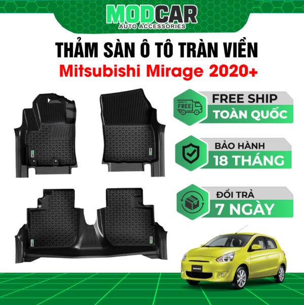 Thảm lót sàn ô tô Mitsubishi Mirage tràn viền bậc cửa Modcar