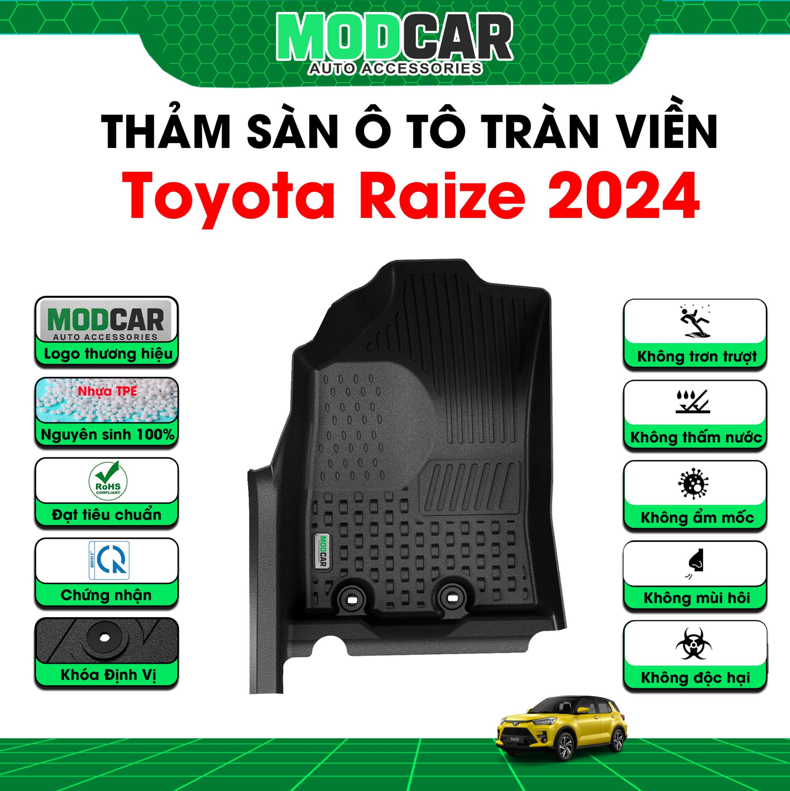 Thảm lót sàn ô tô Toyota Raize tràn viền bậc cửa Modcar - Ảnh 3