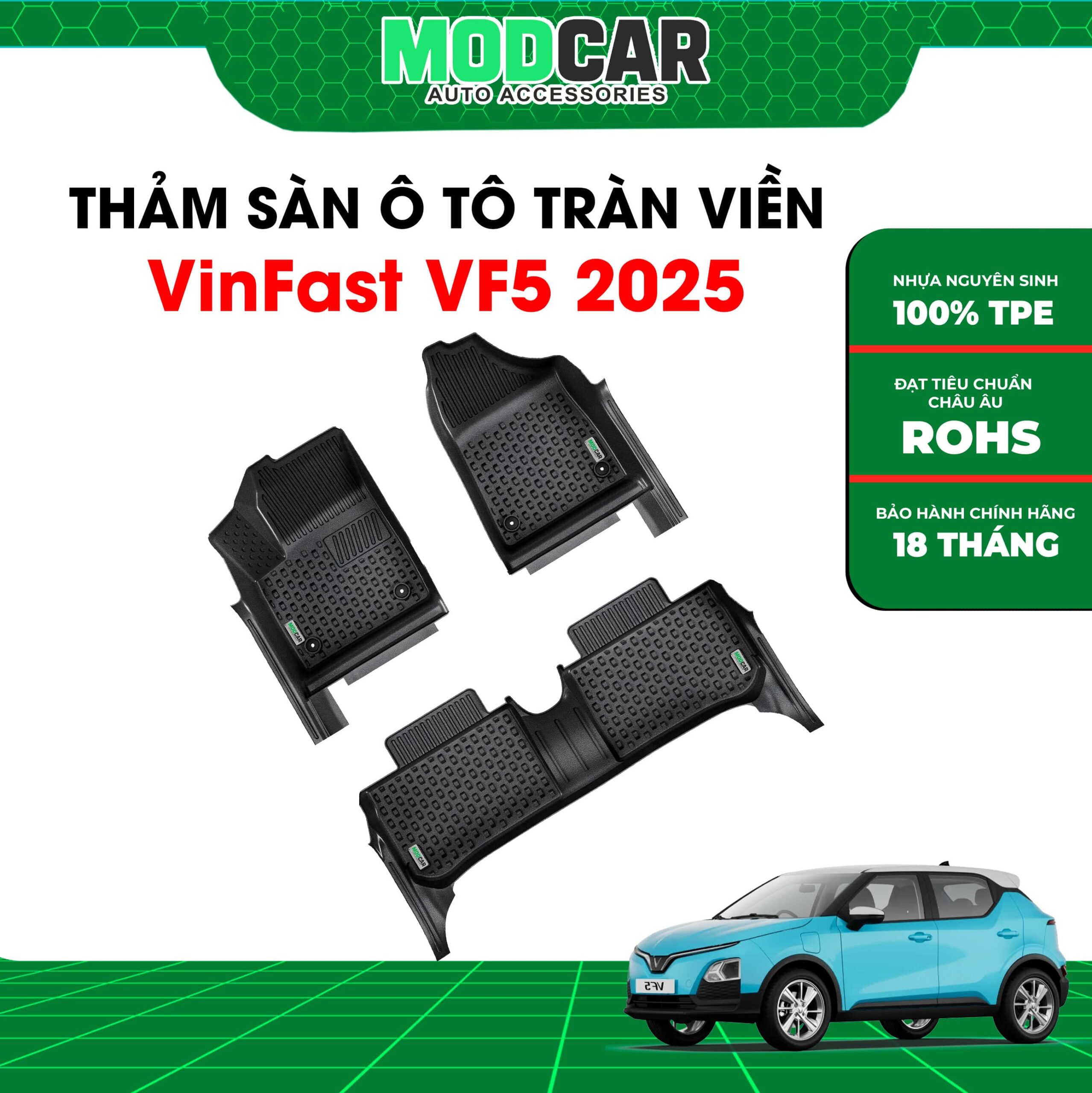 Thảm lót sàn ô tô Vinfast VF5 tràn viền bậc cửa Modcar - Ảnh 2