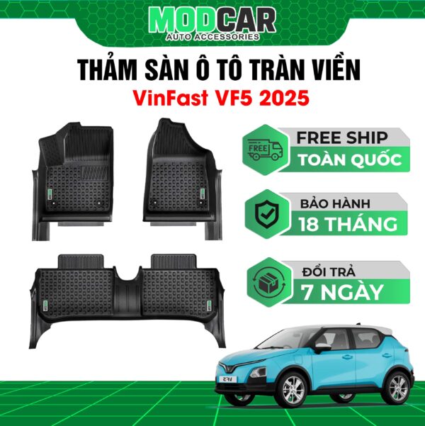Thảm lót sàn ô tô Vinfast VF5 tràn viền bậc cửa Modcar