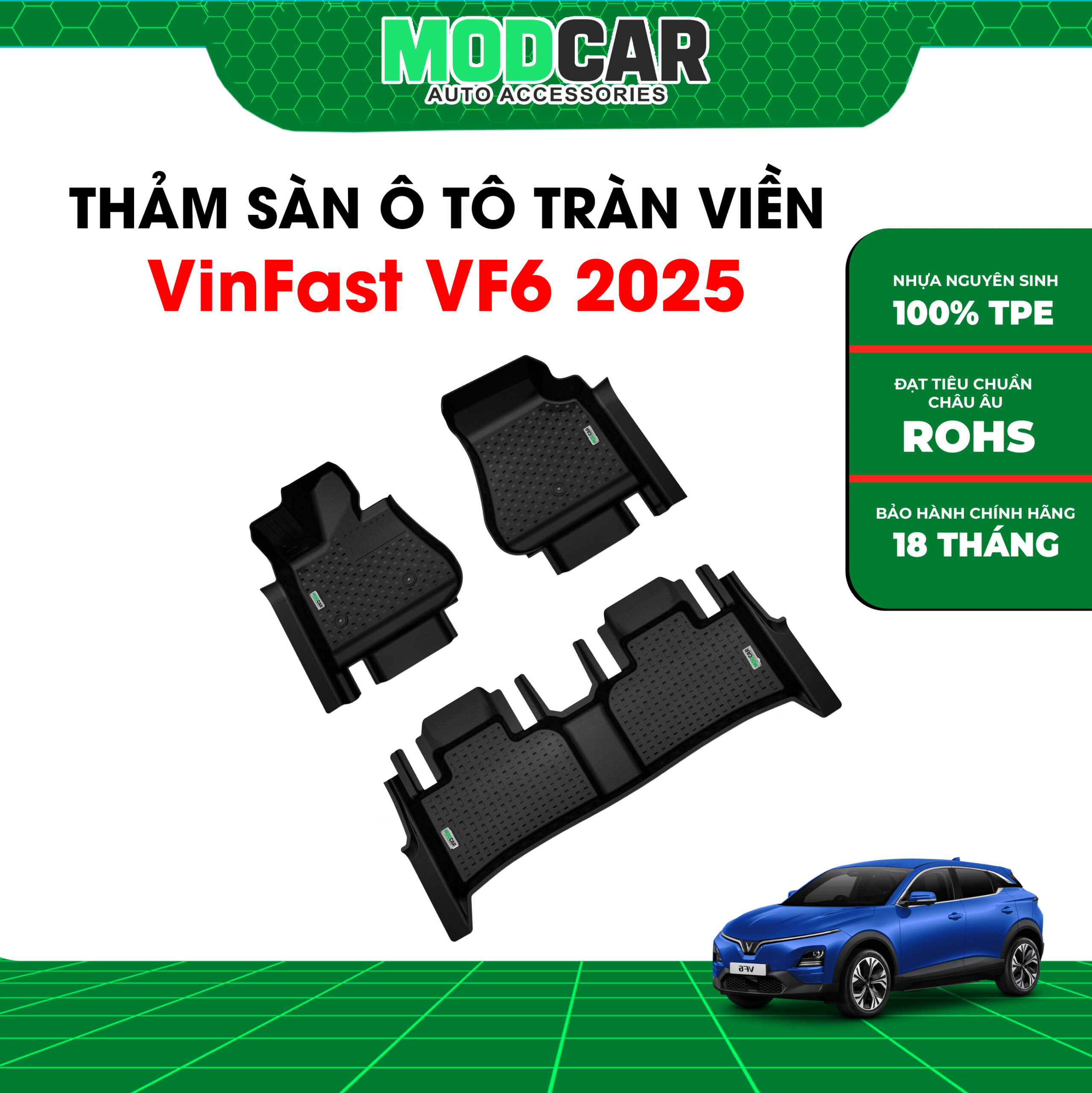 Thảm lót sàn ô tô Vinfast VF6 tràn viền bậc cửa Modcar - Ảnh 2