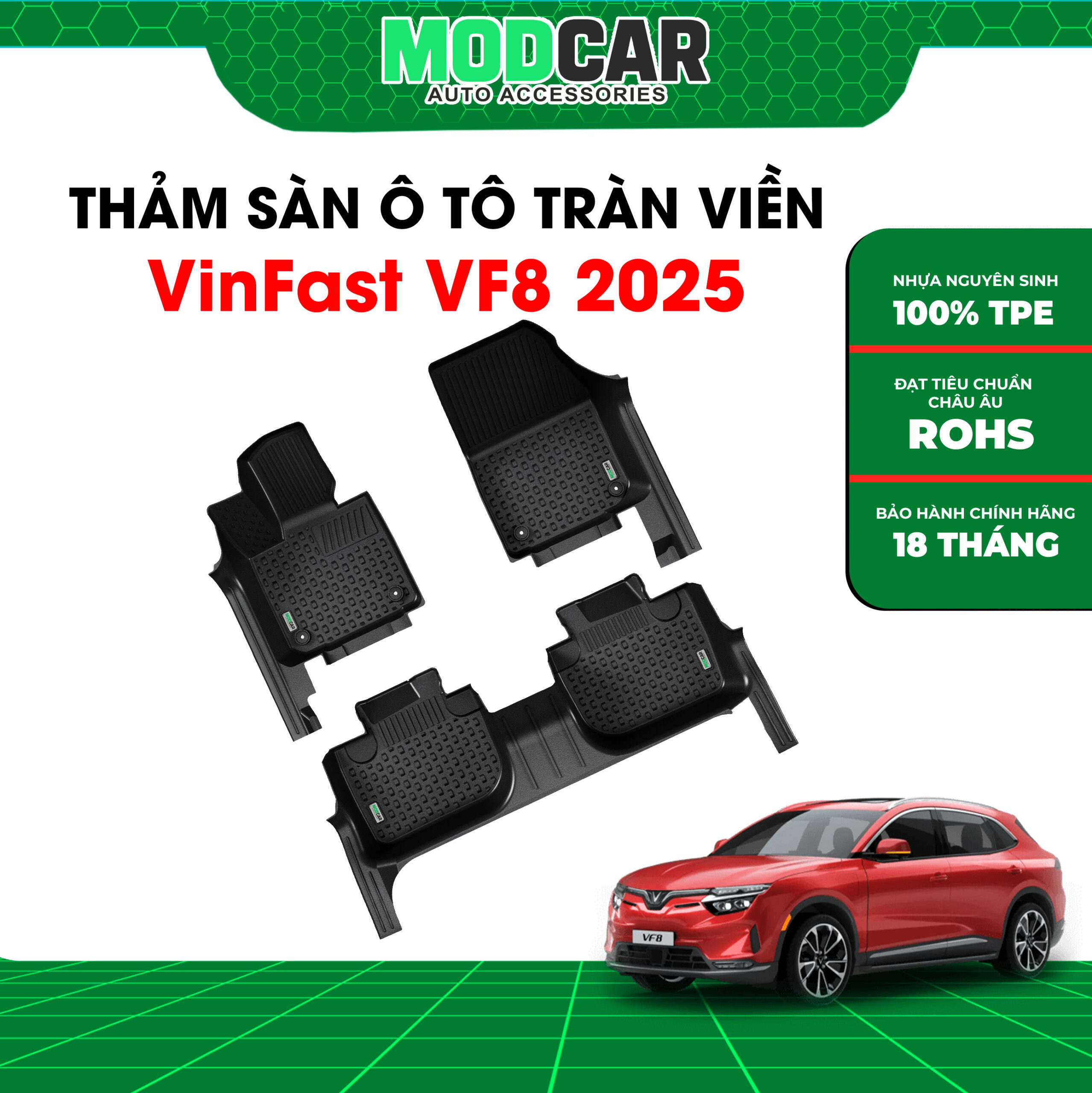 Thảm lót sàn ô tô Vinfast VF8 tràn viền bậc cửa Modcar - Ảnh 2