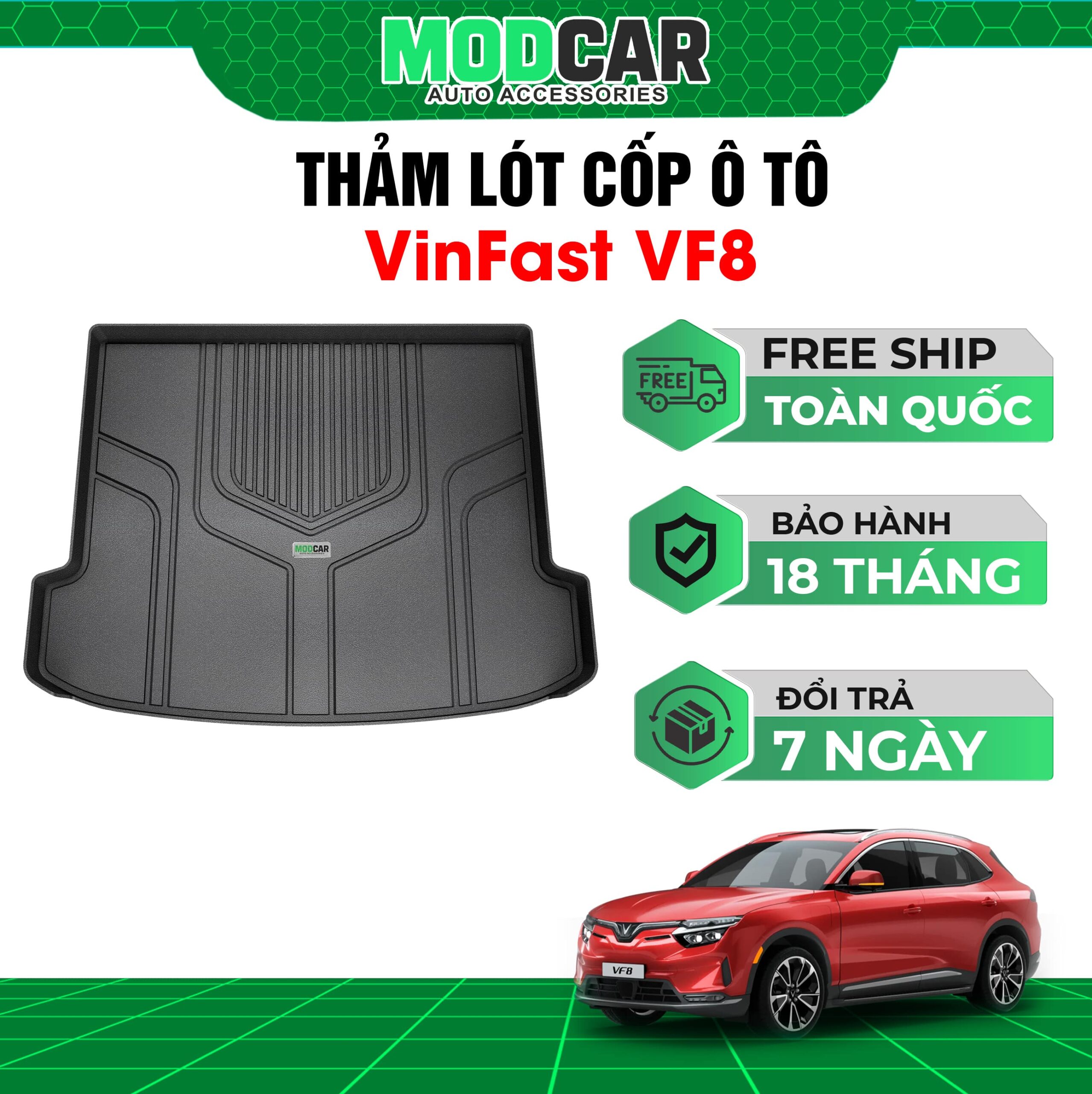 Thảm lót cốp ô tô Vinfast VF8 nhựa TPE Modcar