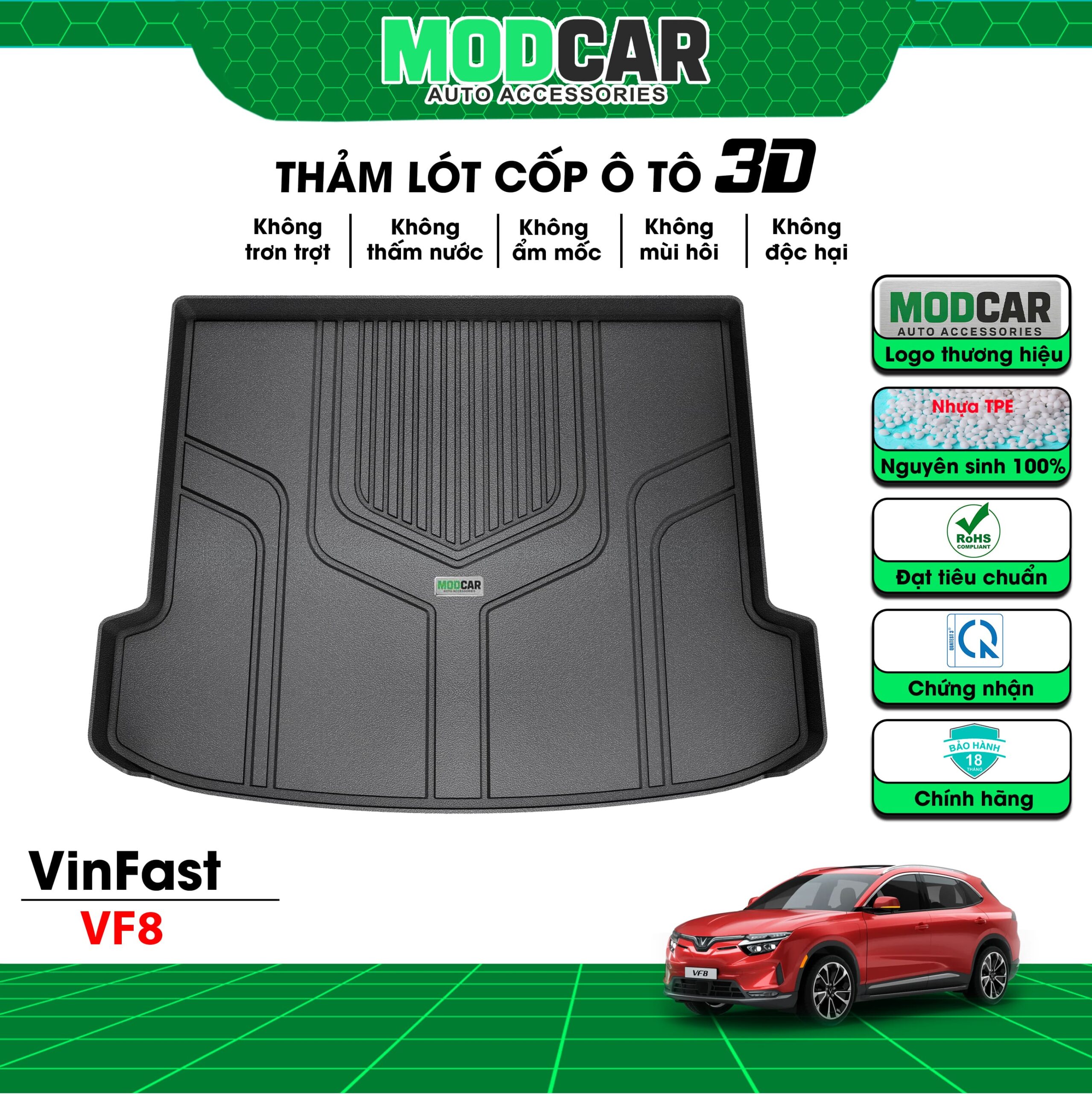 Thảm lót cốp ô tô Vinfast VF8 nhựa TPE Modcar - Ảnh 2