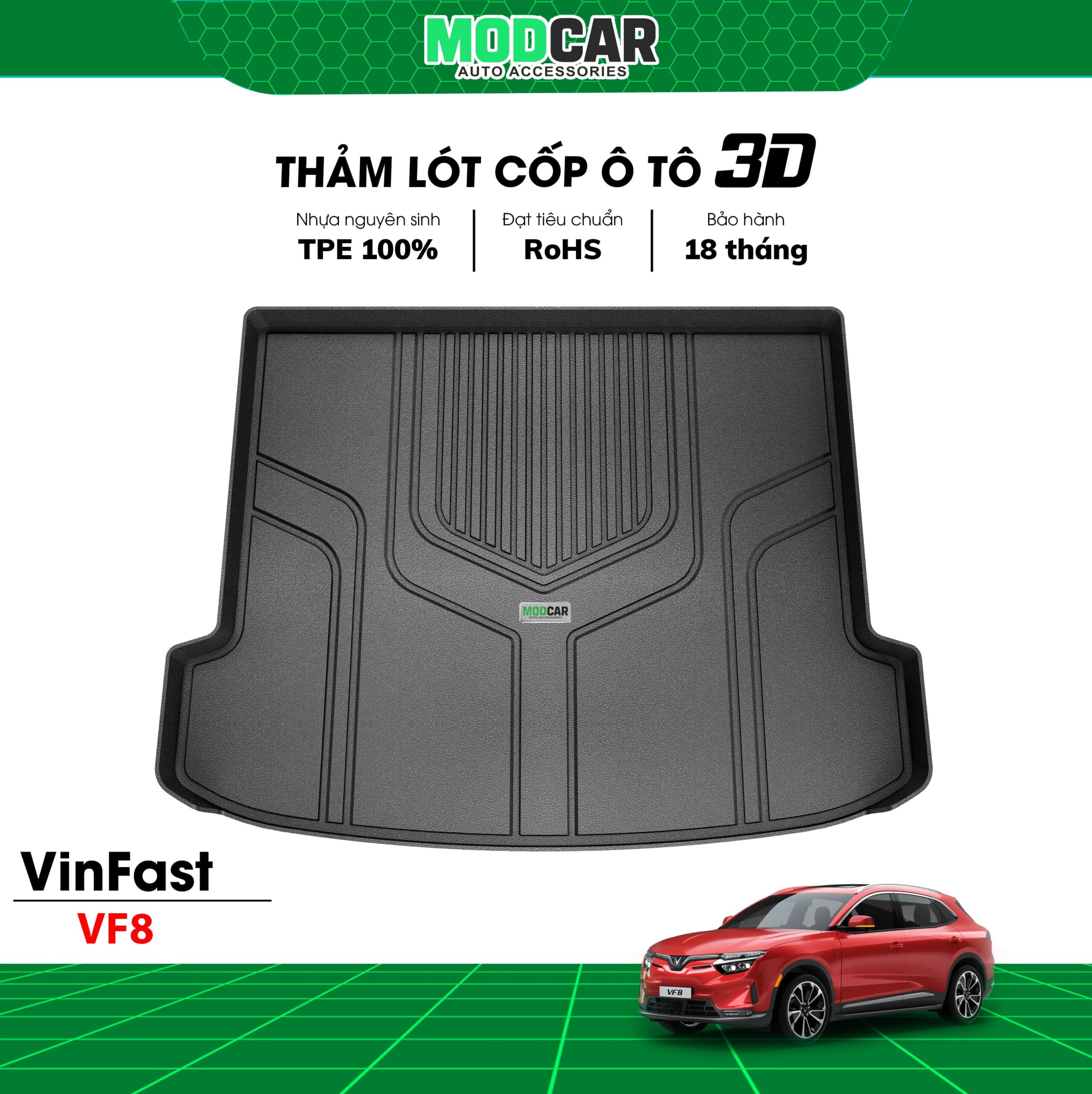 Thảm lót cốp ô tô Vinfast VF8 nhựa TPE Modcar - Ảnh 3