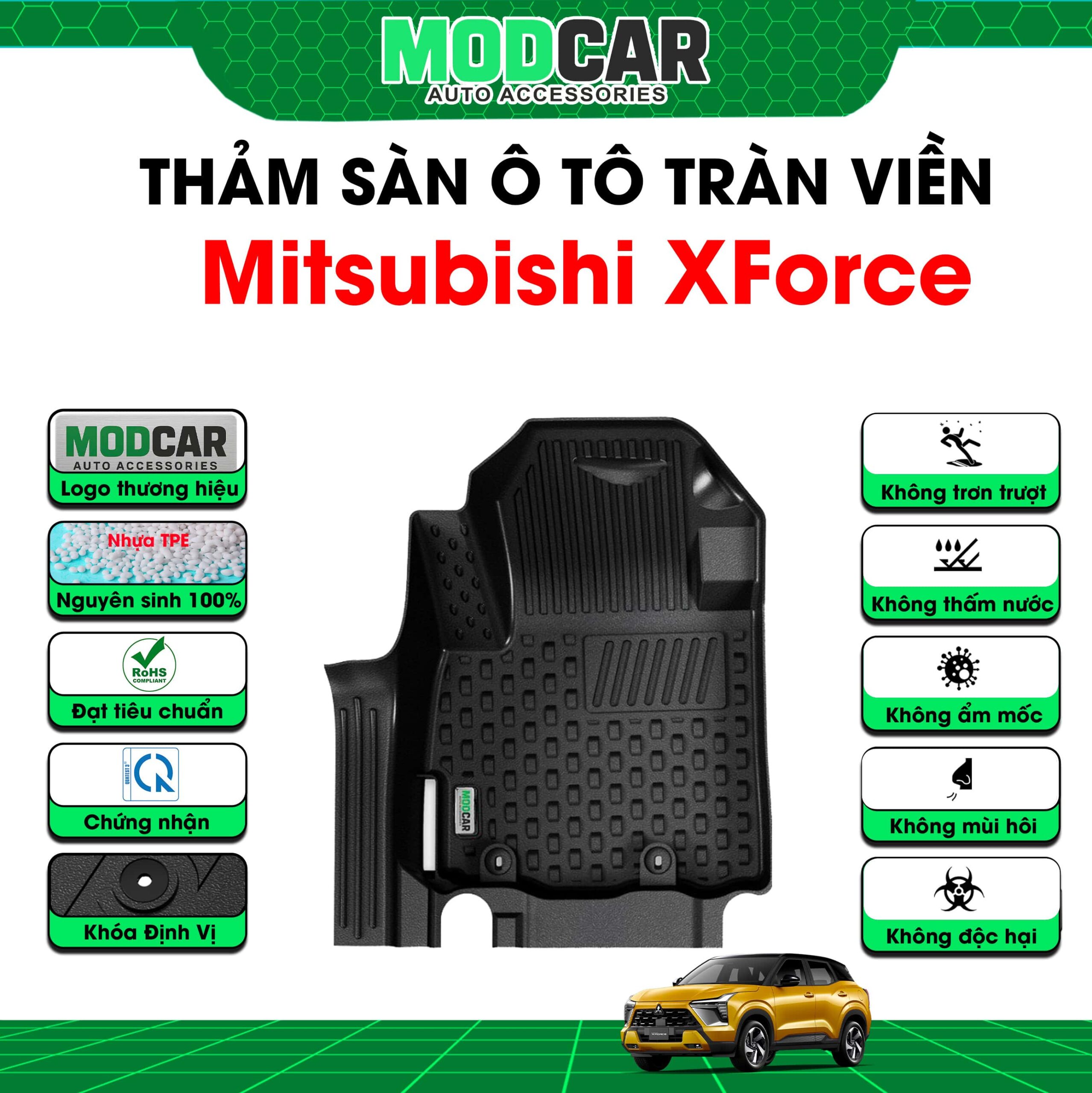 Thảm lót sàn ô tô Mitsubishi Xforce tràn viền bậc cửa Modcar - Ảnh 3