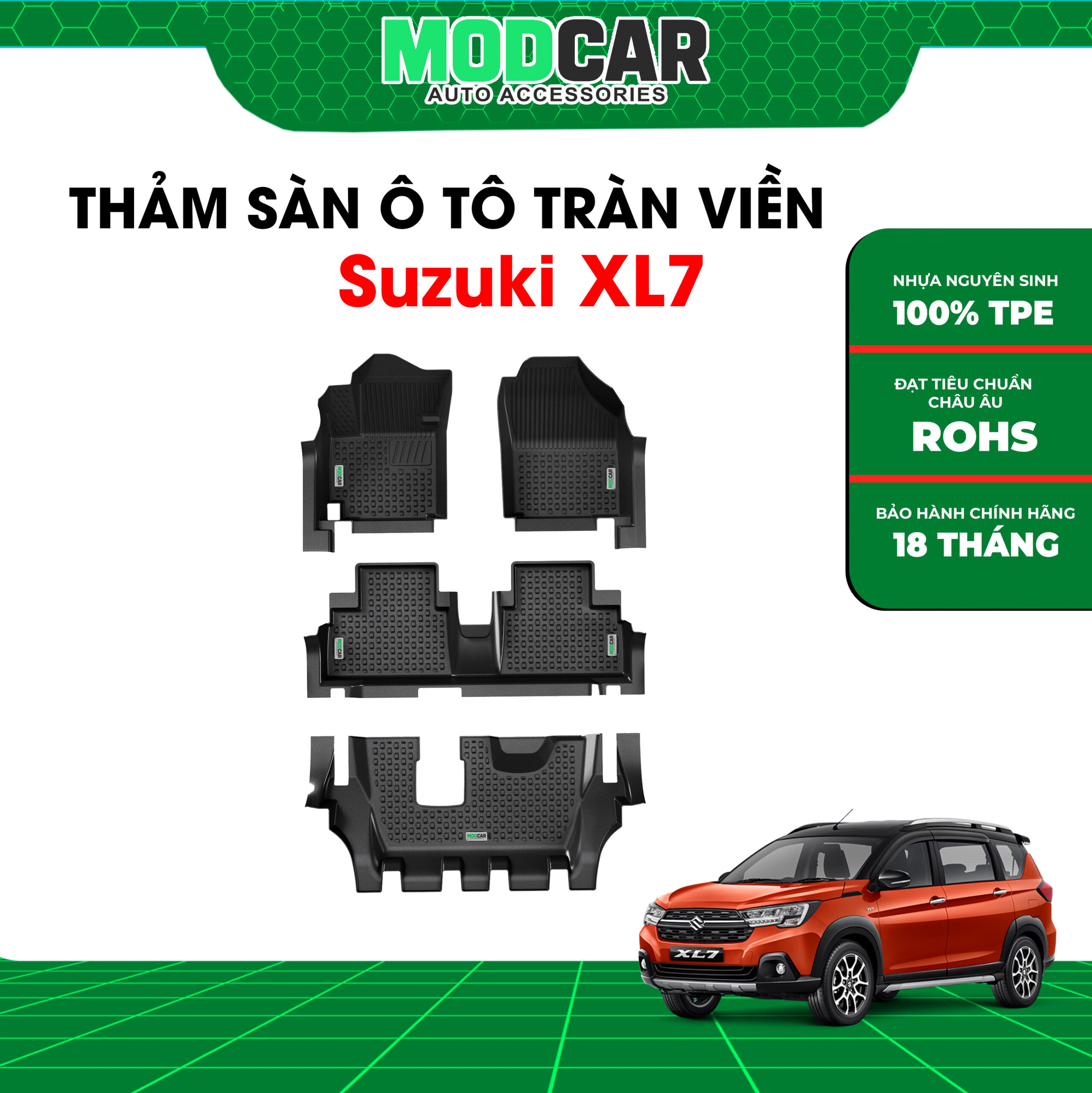 Thảm lót sàn ô tô Suzuki XL7 tràn viền bậc cửa Modcar - Ảnh 2